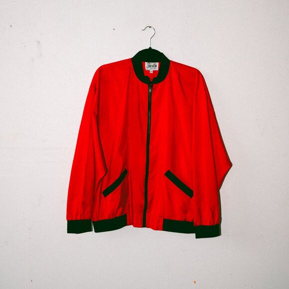 Vintage 90s Secrets Women’s 12 Crepey Vintage Red Jacket with Black Detailing - Picture 1 of 6